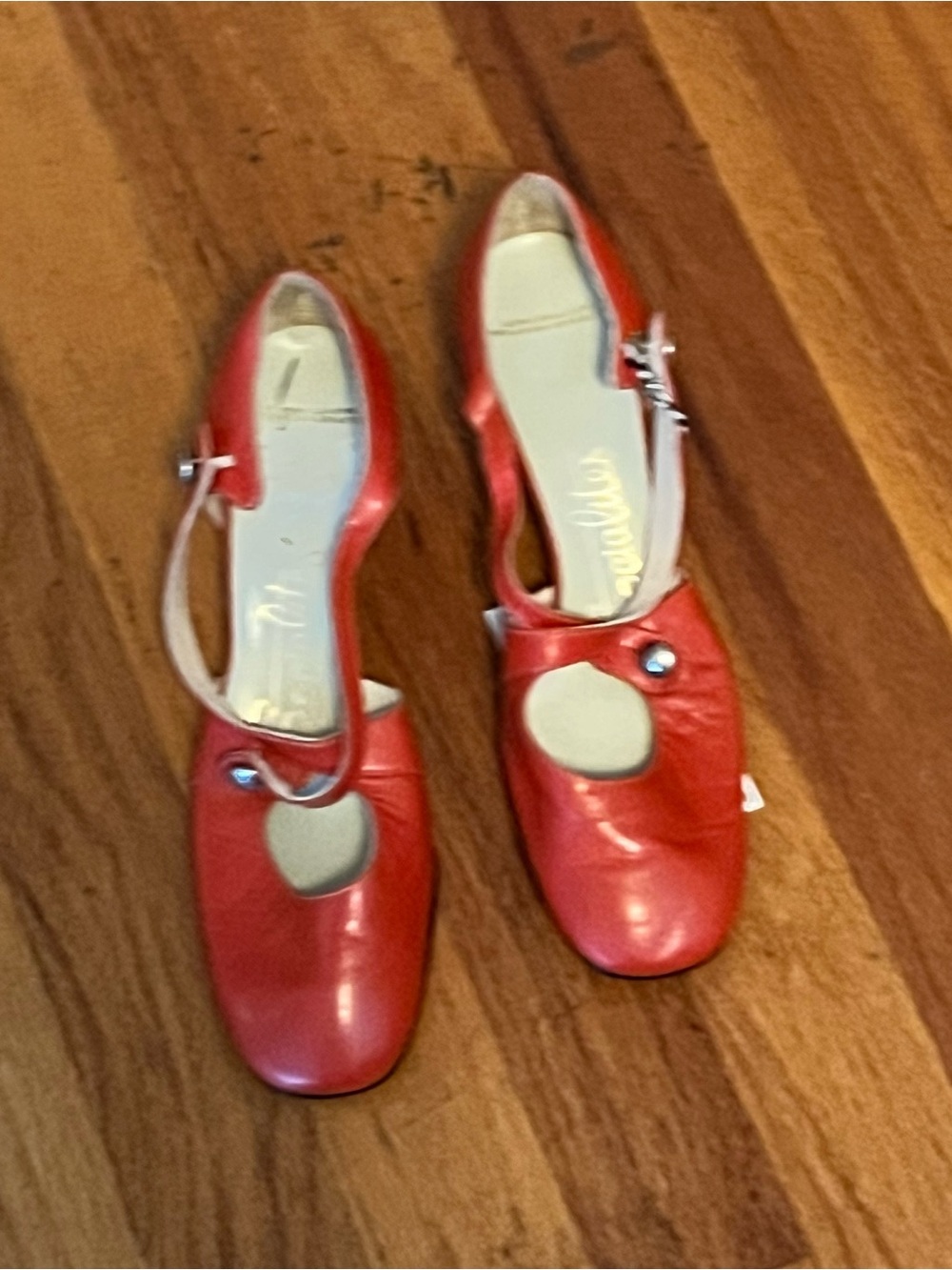Vintage Orange Mary Jane Heels with Cross Strap